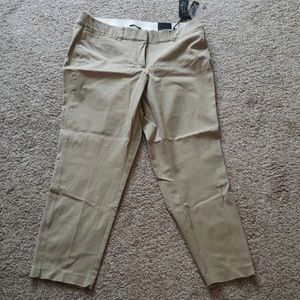 Khaki colored ankle pants.